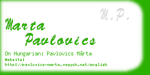 marta pavlovics business card